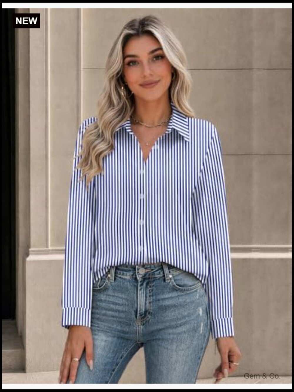 Long Sleeve Button Down Shirt for Women Dressy Casual Blouse Office Work Top - Picture 2 of 7